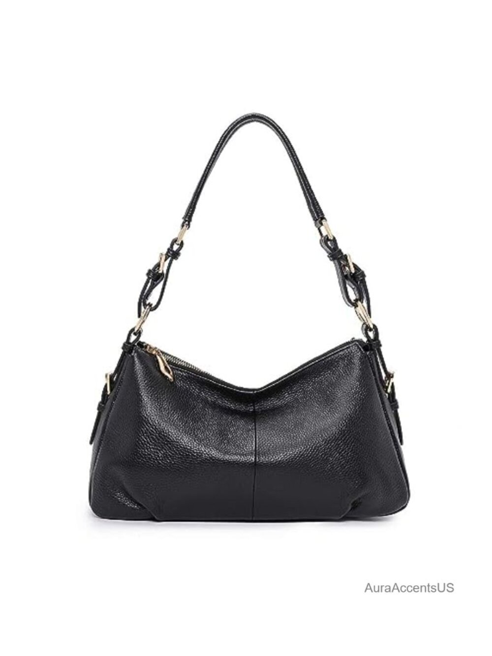 Top Grain Pebbled Cowhide Leather Hobo Bag Adjustable Strap Shoulder Purse